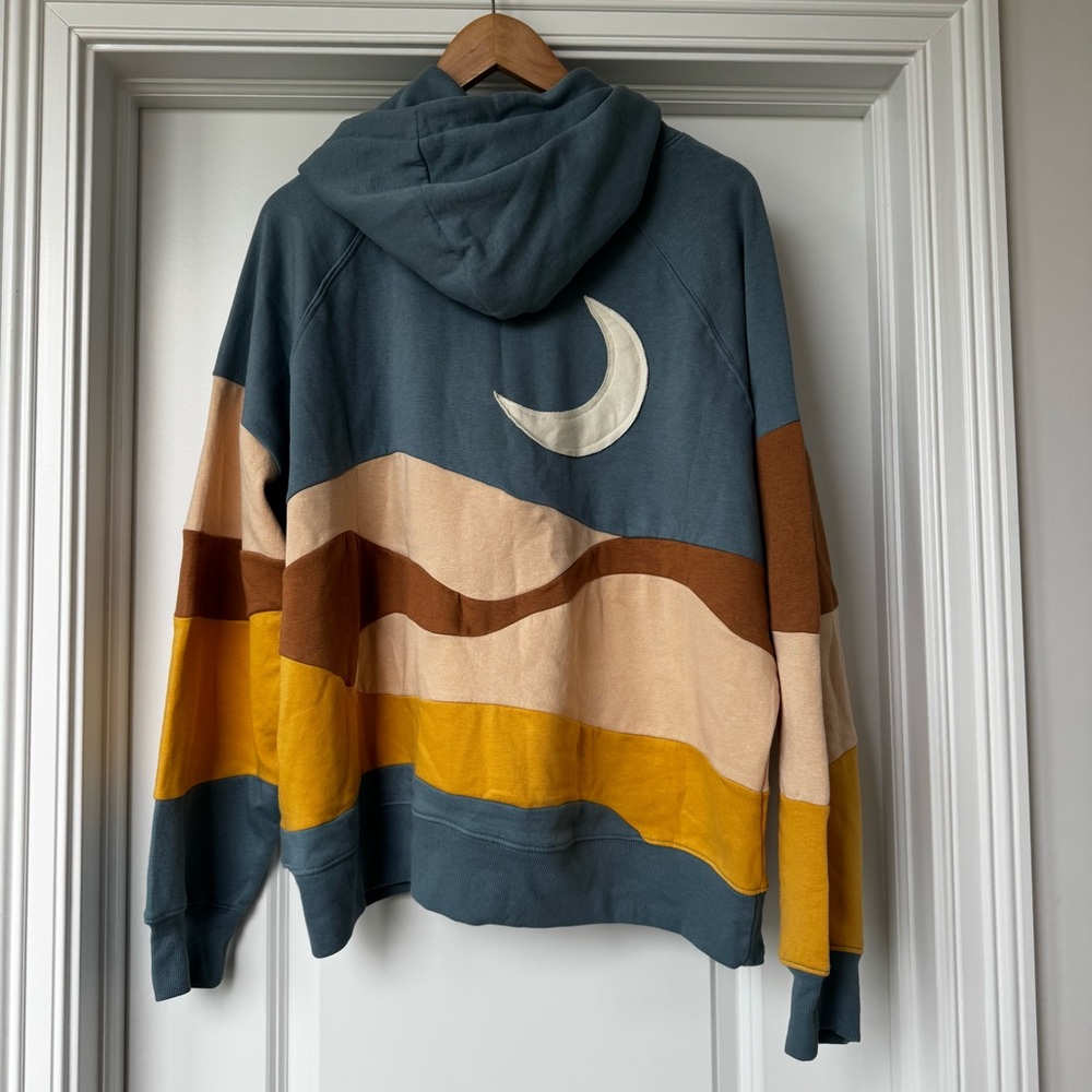 Simply Southern Moon Hoodie L Cozy Colorblock Boho Western Sweatshirt Oversized - Picture 3 of 7